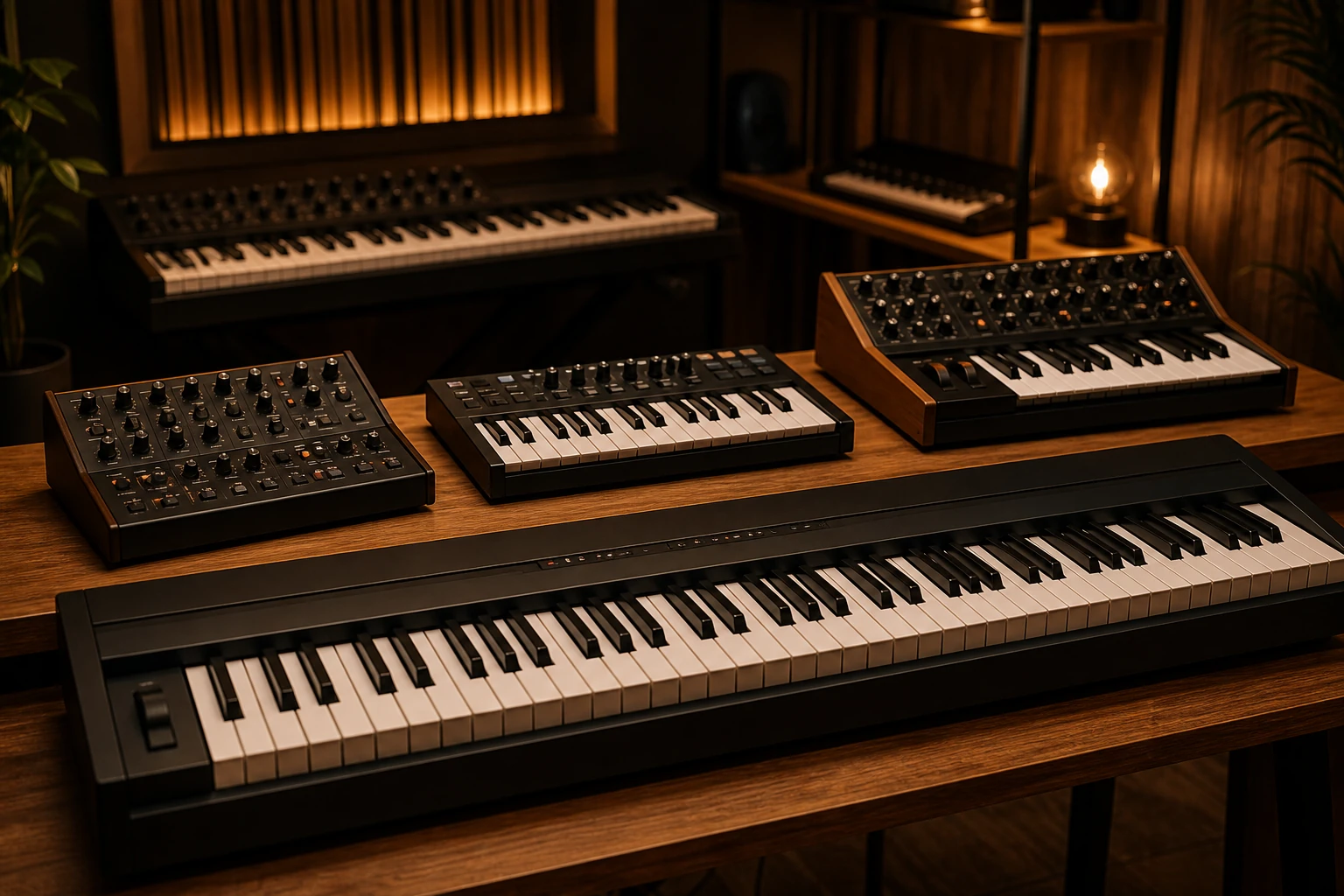 Keyboards and synthesizers prepared for a clean product direction card